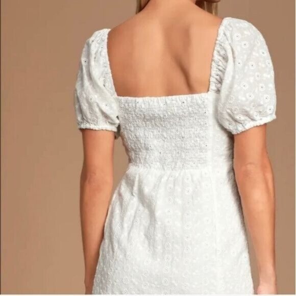 Lulu’s Sweet Sonata White Eyelet Mini Dress. Size S. - Picture 2 of 8